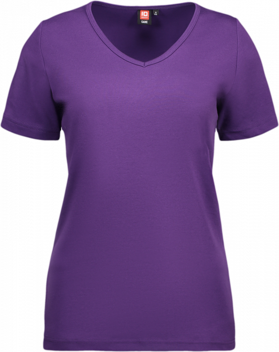 ID - Ladies' Interlock T-Shirt V-Neck - Szkarłat