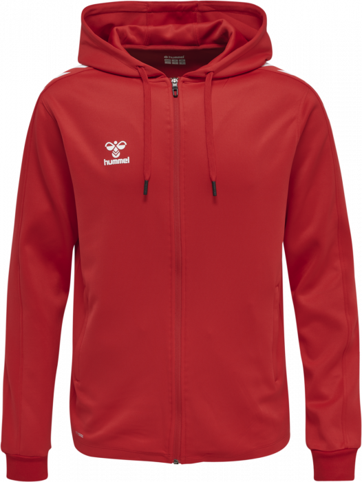 Hummel - Core Xk Poly Hoodie With Zipper - True Red & weiß