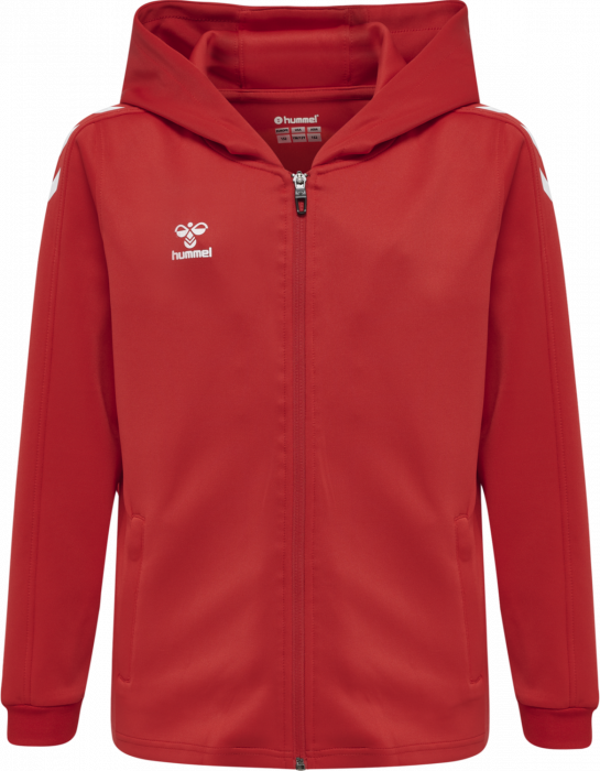 Hummel - Core Xk Poly Hoodie With Zipper Jr - True Red & wit