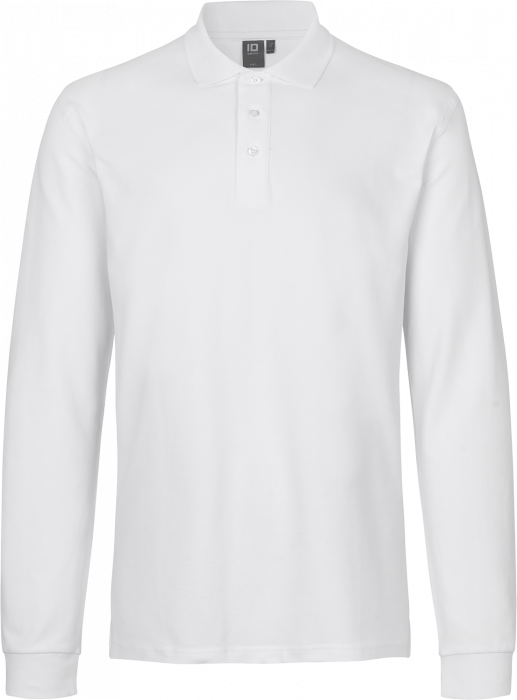 ID - Long-Sleeved Polo Shirt Stretch - White
