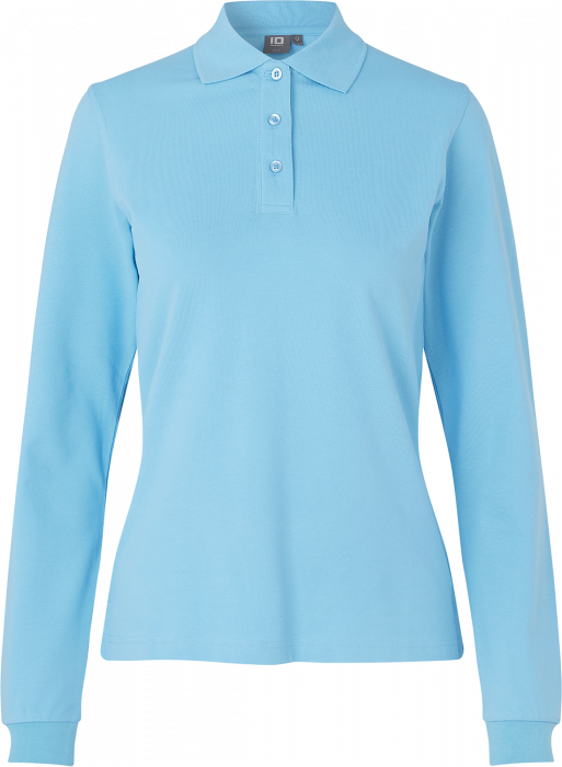 ID - Long-Sleeved Polo Shirt Stretch Woman - Bleu clair